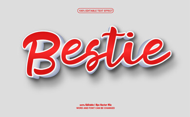 Bestie 3d editable premium vector text effect
