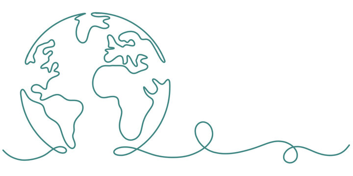 Globe Of Earth Line Art Vector Illustration