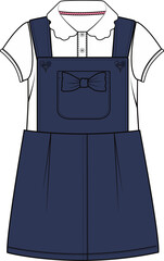 DUNGAREE DRESS FOR KID GIRLS AND TEENS WEAR VECTOR ILLUSTRATION