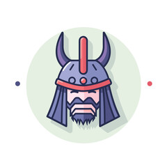 Vector of a flat helmet with horns on a white background - obrazy, fototapety, plakaty