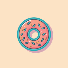 Vector of a delicious pink donut with colorful sprinkles on top