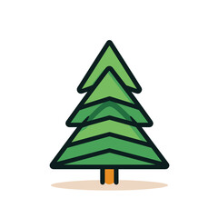 Vector of a minimalist flat style Christmas tree against a clean white background