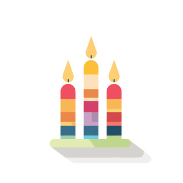 Vector of three colorful candles on a white background