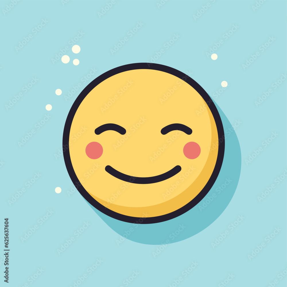Poster vector of a flat smiley face surrounded by floating bubbles