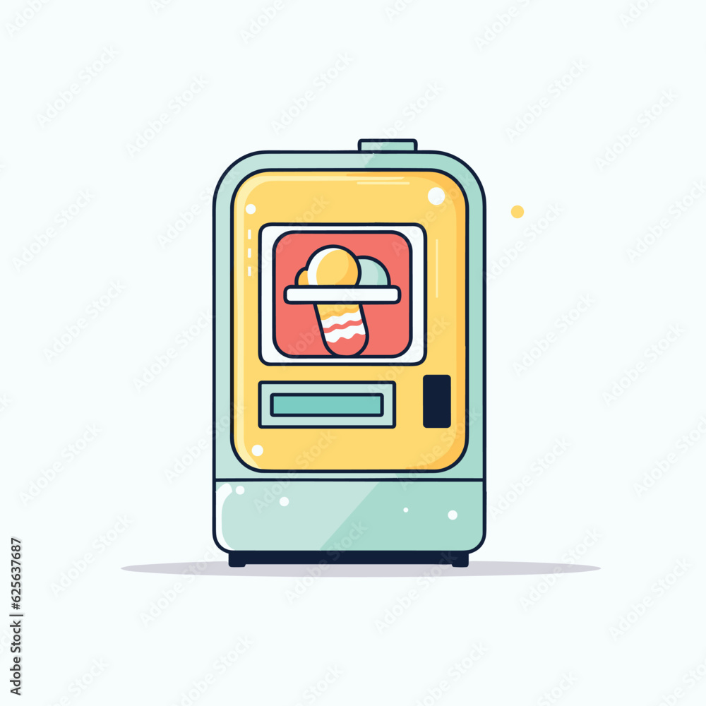 Poster vector of a yellow and blue machine with a red object on top