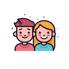 Vector of a happy couple smiling together in a bright and modern apartment