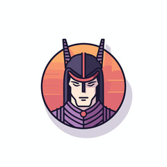 Vector of a man wearing a horned helmet, showcasing a unique and eccentric style