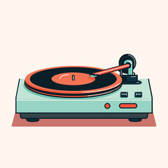 Fototapeta premium Vector of a vintage record player on a flat surface