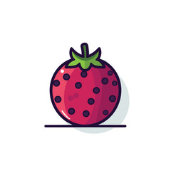 Vector of a ripe red tomato with black spots on a flat surface