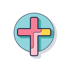 Obraz premium Vector of a flat cross casting a long shadow on a white background