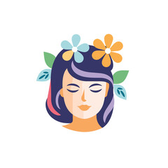 Vector of a woman with floral adornments in her hair