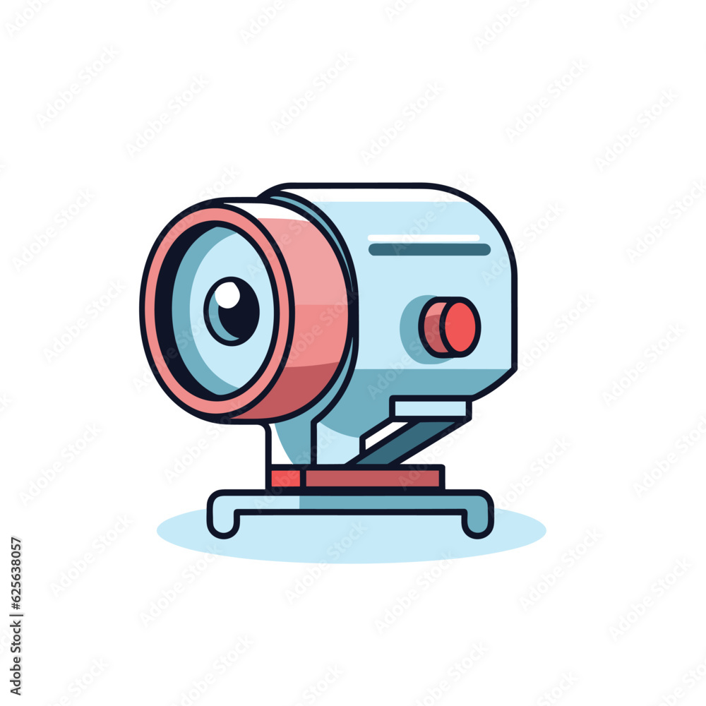Poster vector of a camera with a lens on top, capturing a flat image