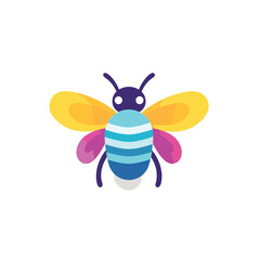 Vector of a vibrant striped bee in a flat position