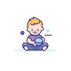 Vector of a young boy sitting on a blue toy