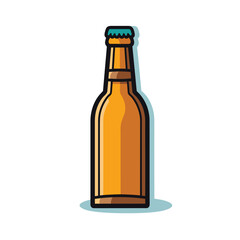 Vector of a flat blue capped beer bottle