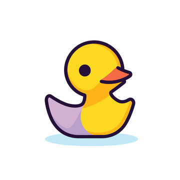 Vector of a yellow rubber duck sitting on a white surface