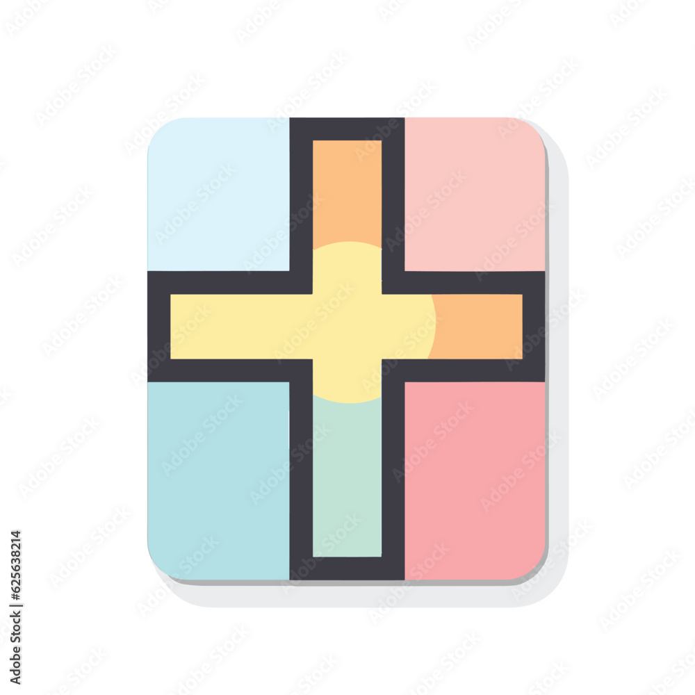 Poster vector of a flat square icon with a cross symbol