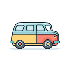 Vector of a two tone colored van parked on the street