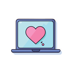 Vector of a laptop screen displaying a heart symbol