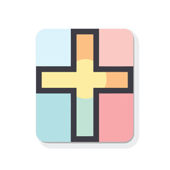 Fototapeta premium Vector of a flat square icon with a cross symbol