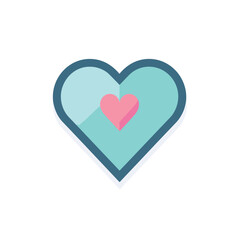 Vector of a flat blue heart with a pink heart on top