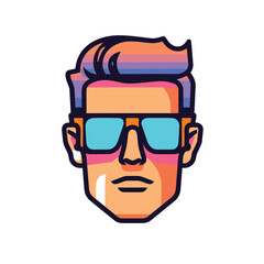 Vector of a man wearing sunglasses with a flat background