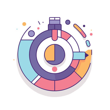 Vector of a colorful abstract art piece with various shapes and patterns