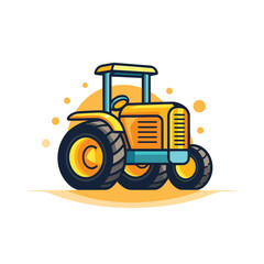 Vector of a yellow tractor with a flat tire