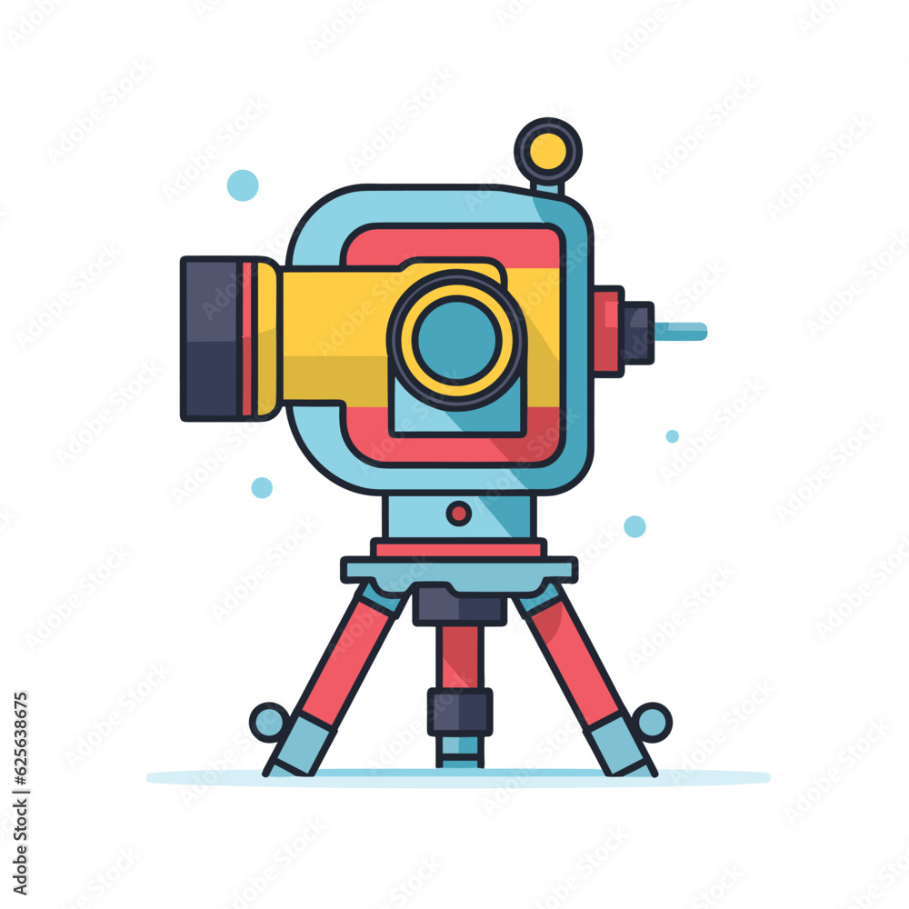 Poster vector of a camera on a tripod with a lens
