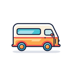 Vector of an open door of an orange and white van