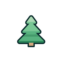 Vector of a minimalist flat Christmas tree against a clean white backdrop