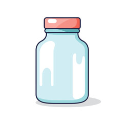 Vector of a flat blue glass bottle with a vibrant red lid