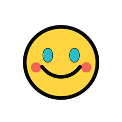 Vector of a flat yellow smiley face with blue eyes