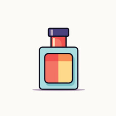 Vector of a bottle of perfume on a clean and minimalistic white background