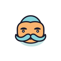 Vector of a bearded man with a mustache in a stylish flat