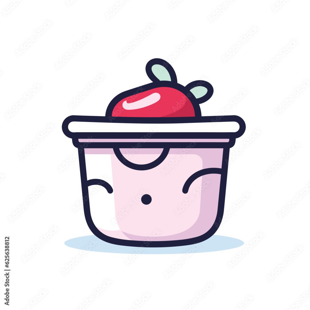 Poster flat vector icon a flat vector icon of a cup with an apple on top