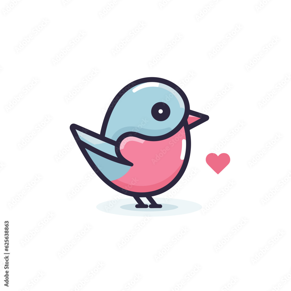 Poster Flat vector icon a colorful bird with a heart shaped pattern in a flat vector style