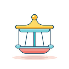Flat vector icon a colorful carousel with a vibrant yellow top against a clean white background
