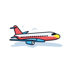 Flat vector icon a flat vector icon of a red, white, and blue jet airliner on a clean white background