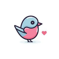 Flat vector icon a colorful bird with a heart shaped pattern in a flat vector style