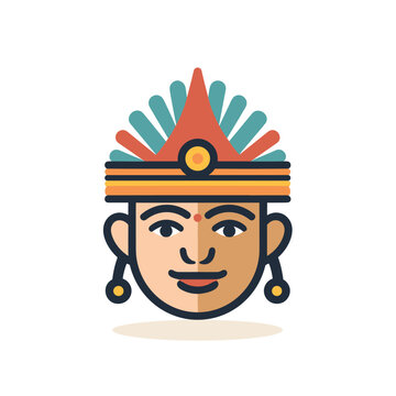 Flat vector icon a vibrant and colorful headdress worn by a man