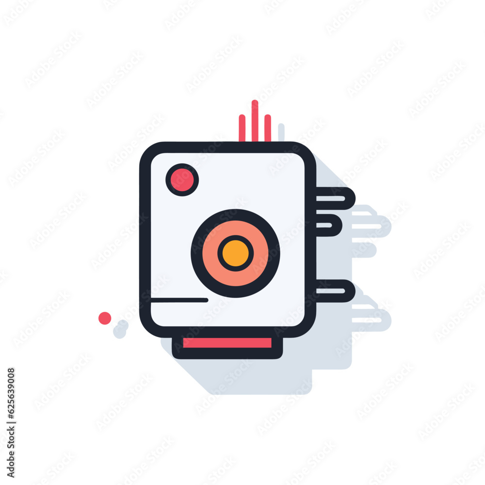 Poster flat vector icon a minimalist vector icon with a white and orange color scheme, featuring a bold red