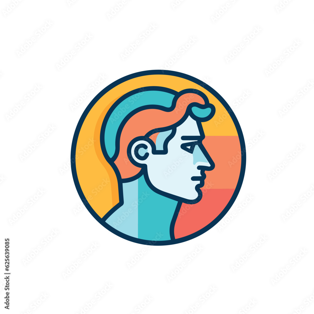 Aufkleber flat vector icon a flat vector icon of a man profile in a circular shape