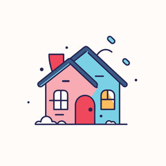 Fototapeta premium Flat vector icon a cozy house with a chimney on top, perfect for a warm and inviting home