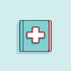 Obraz premium Flat vector icon a red cross icon on a book cover