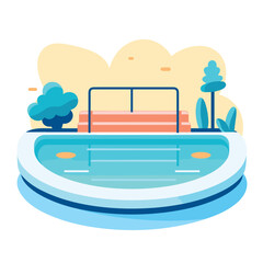 Naklejka premium Flat vector icon a pink water bottle with a blue lid, perfect for staying hydrated on the go