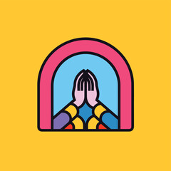 Flat vector icon a majestic mountain peak with a radiant sun shining above it