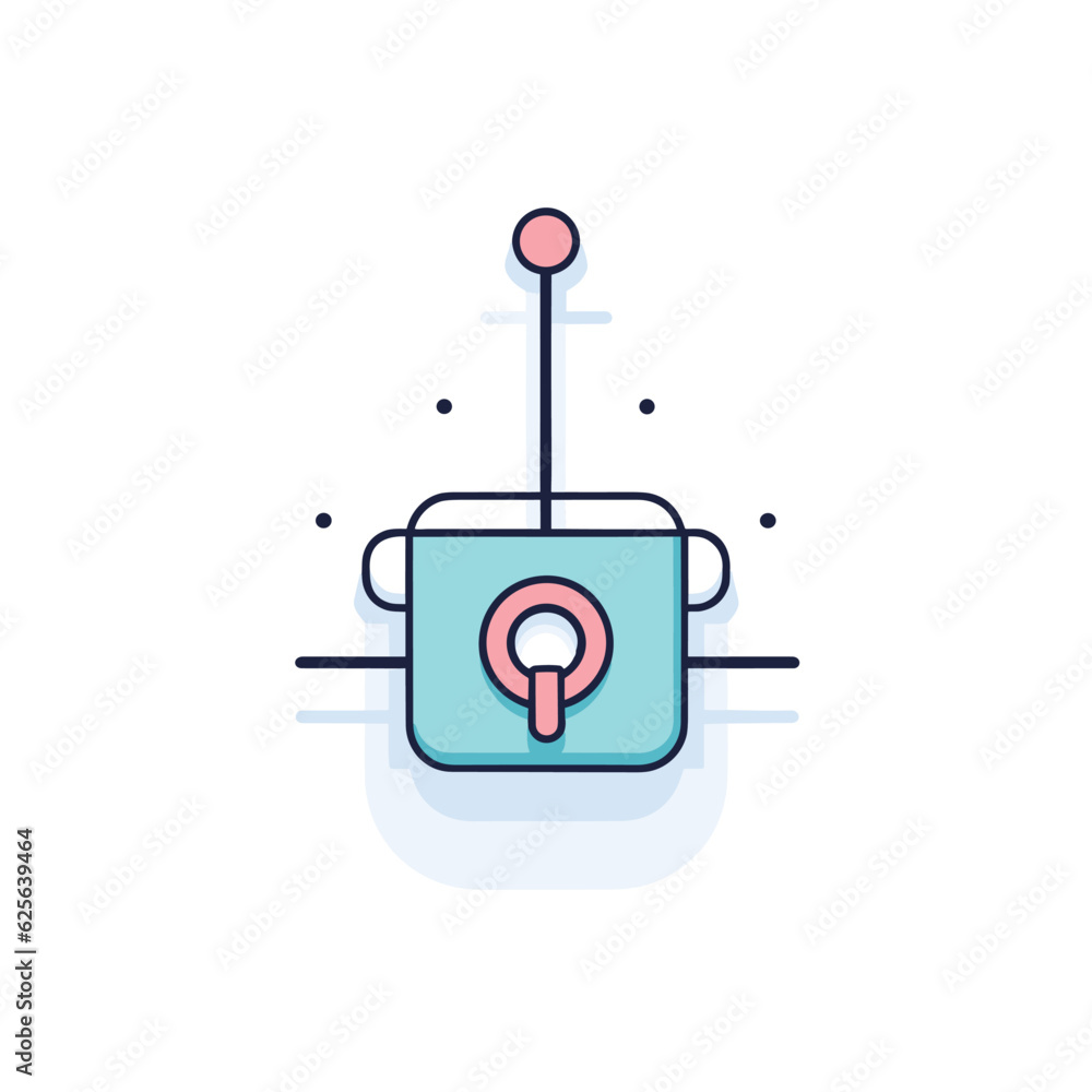 Poster vector flat icon of a flat line icon of a device with a clickable button