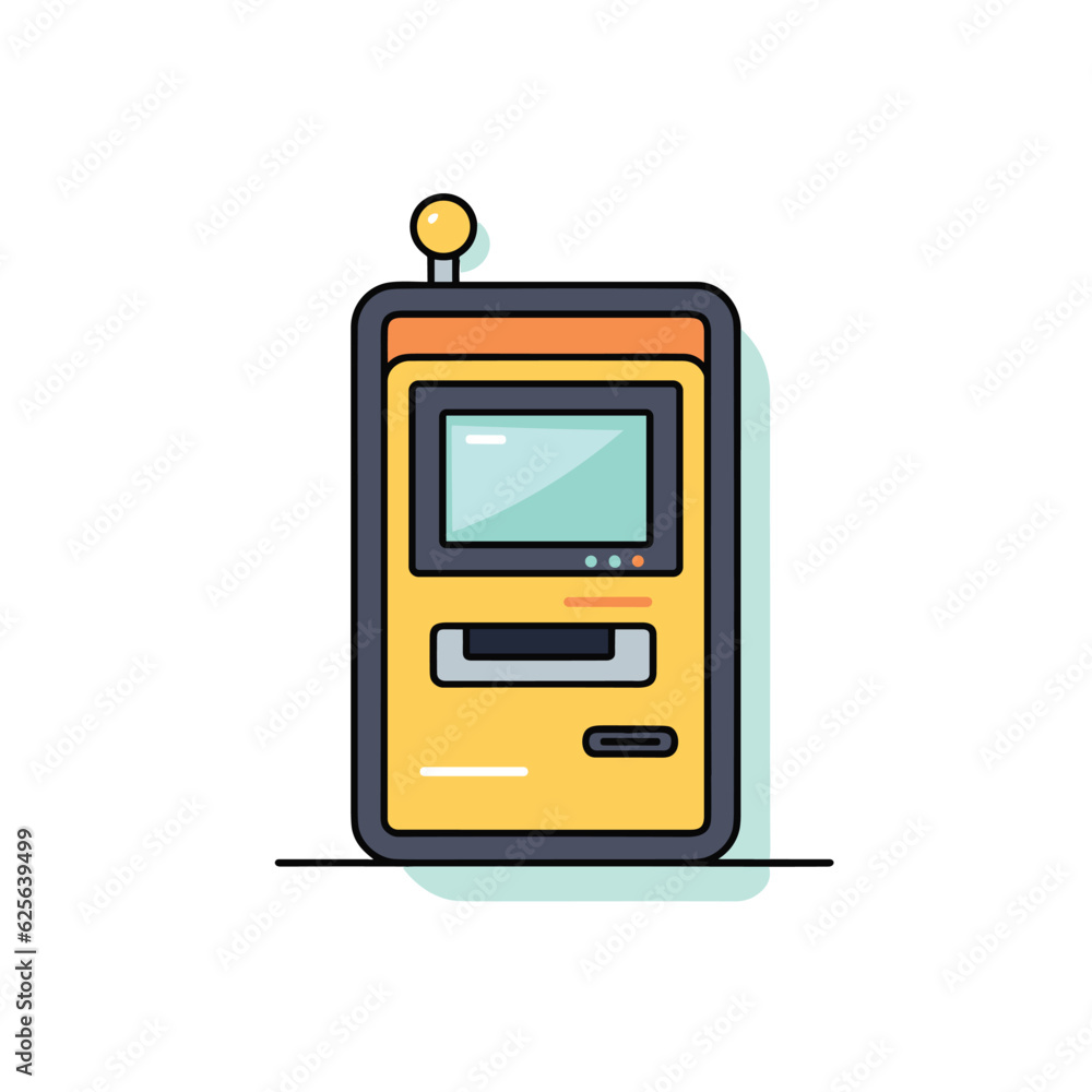 Poster vector flat icon of a vector icon of a yellow and black device with a button