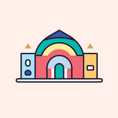 Obraz premium Flat vector icon a person in front of an arch with their hands together in a symbol of unity and connection